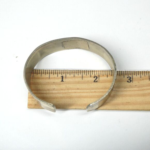 Cuff Bracelet Abalone Mother of Pearl Inlay Vintage Mexico Silver - Picture 8 of 9